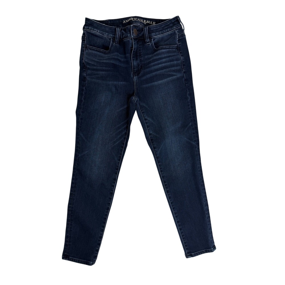 American‎ Eagle Hi-Rise Jegging Crop Dark Super Stretch Jeans Womens 4 Short